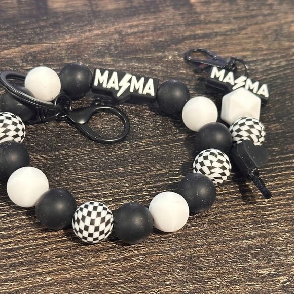 NWT Mama Silicone Beaded Double Strung Keychain Bracelet & Small clip/add on too - Picture 4 of 4